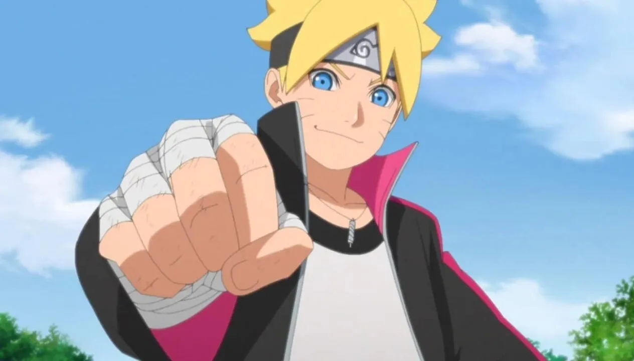 Boruto com o punho direcionado para frente.