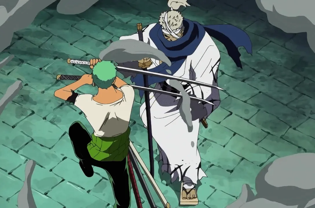 Cadáver de Ryuma lutando contra Zoro.