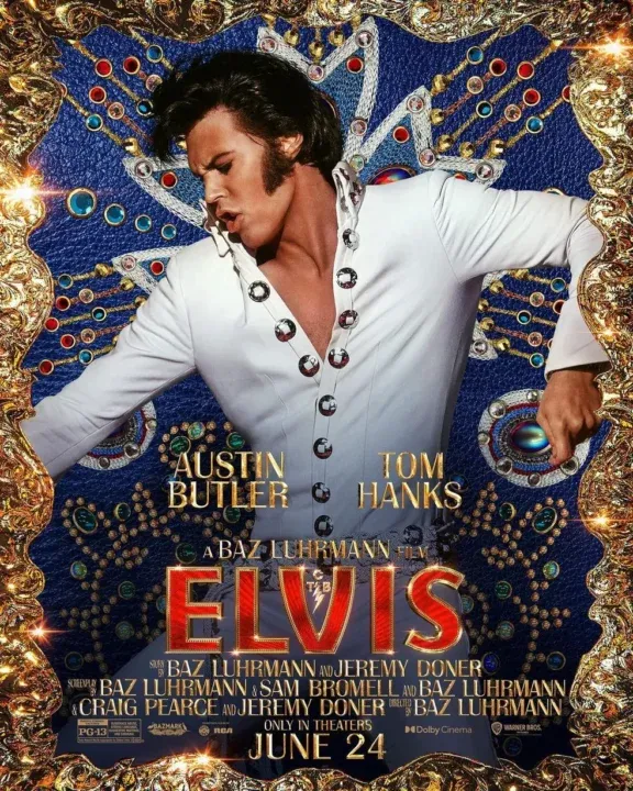Ator Austin Butler caracterizado como cantor Elvis Presley para o poster de divulgação do filme "Elvis"