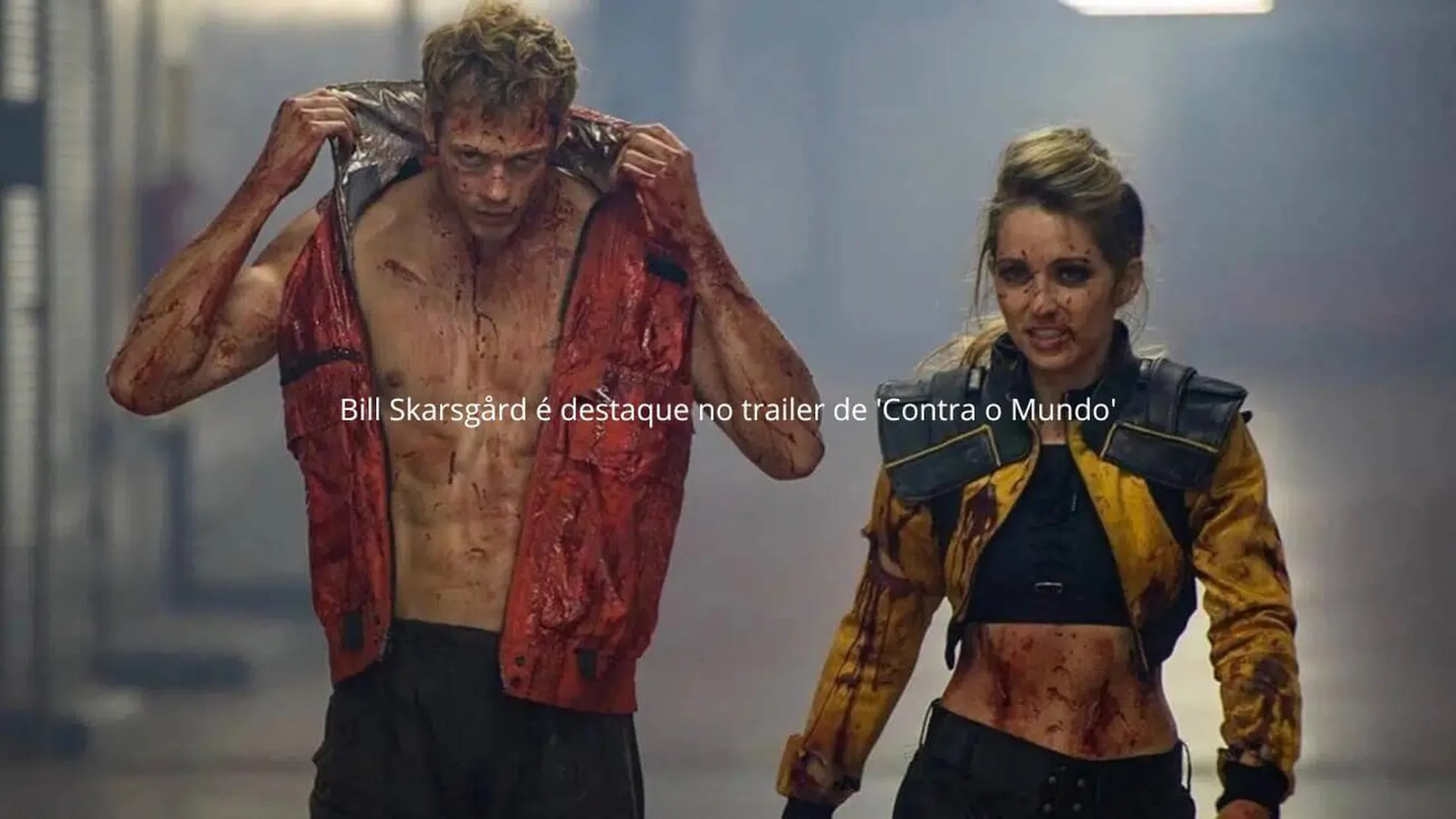 Bill Skarsgård e Samara Weaving em Contra o Mundo
