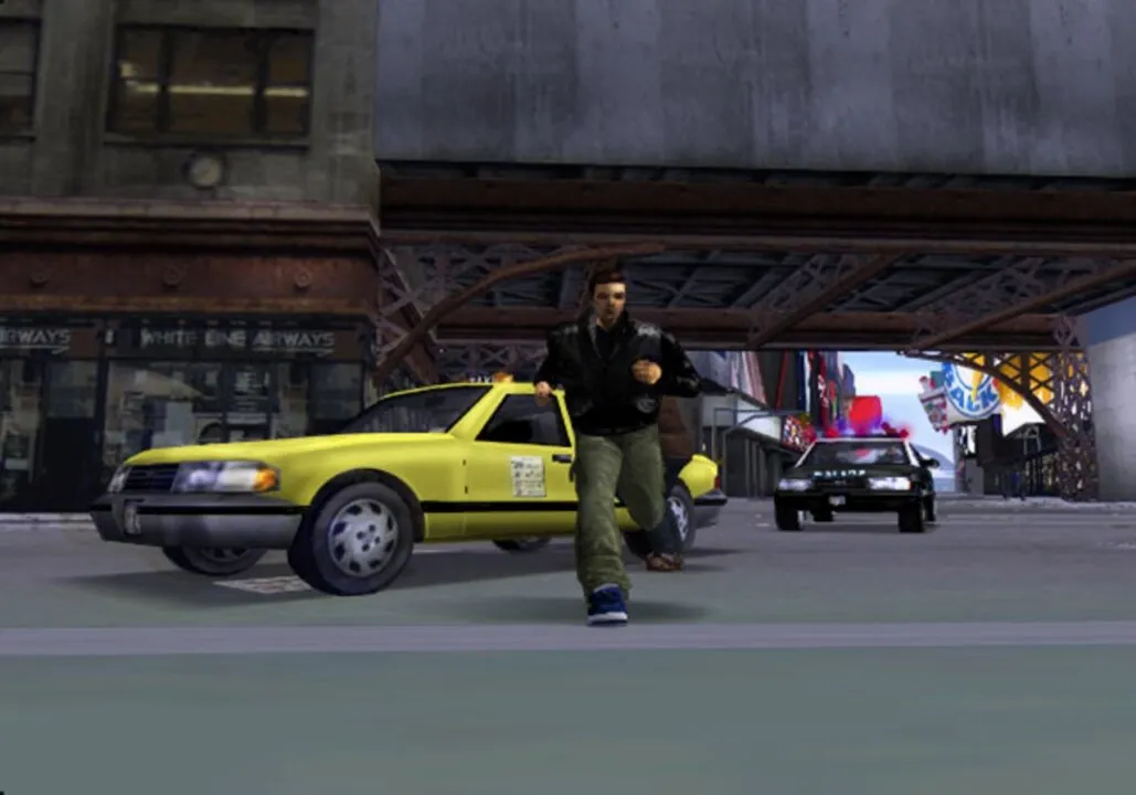Personagem Claude correndo em GTA 3