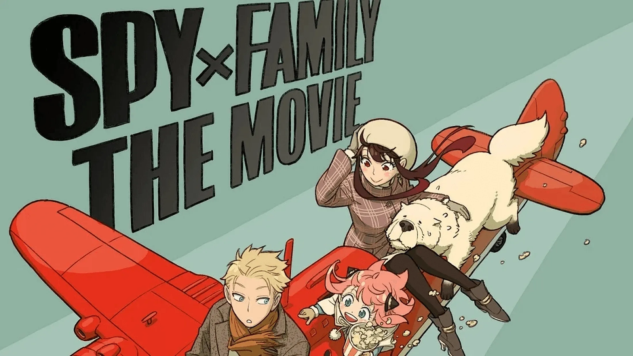 Os personagens Anya, Loid, Yor e Bond de SPY x FAMILY estão dentro de um avião.