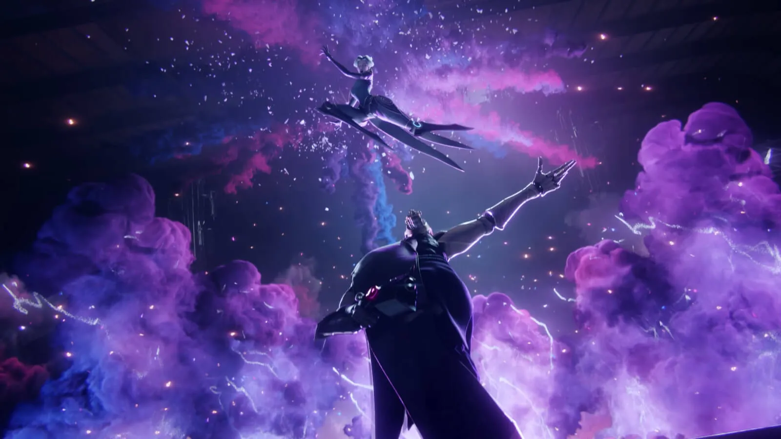 Jhin se curvando para Camille como se estivesse agradecendo a plateia depois de dar uma apresentação