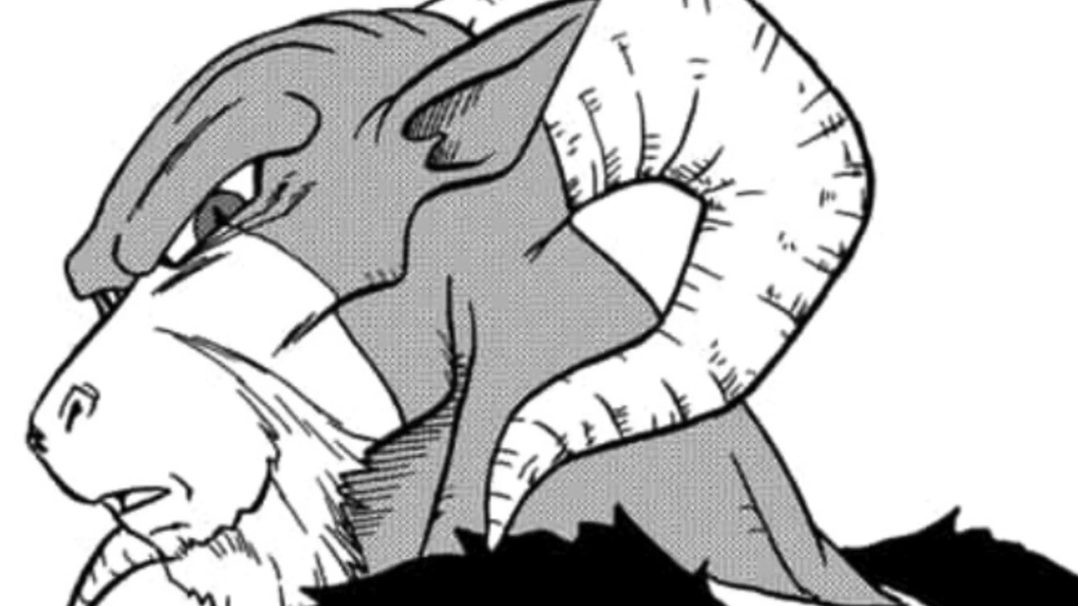 Personagem Moro de Dragon Ball olhando de lado para a tela