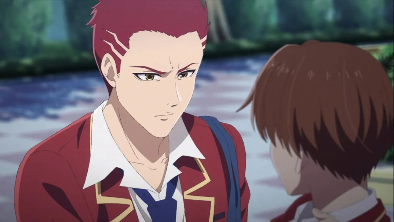 menino de cabelos vermelhos olhando para a frente bravo