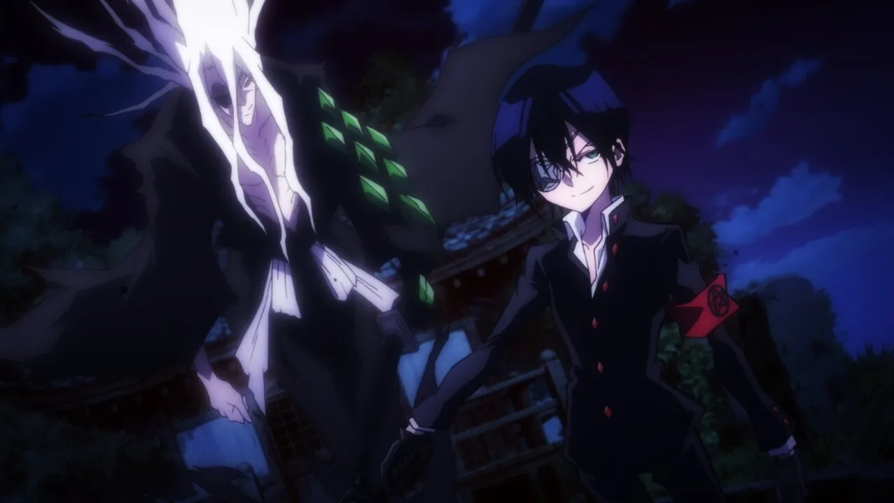 personagem Yohane Asakura com um espirito aliado atrás