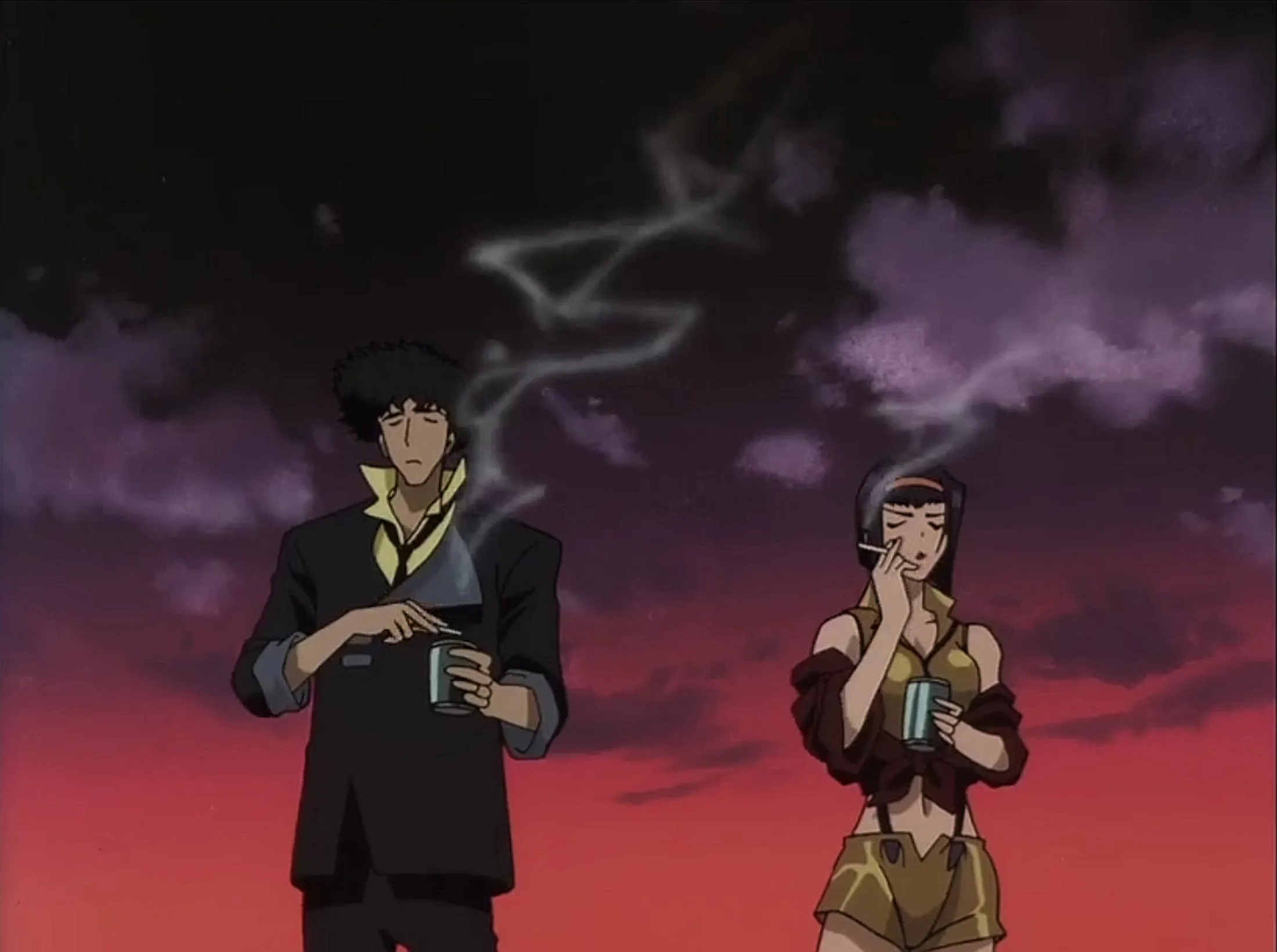 spike-e-faye-fumando-e-bebendo