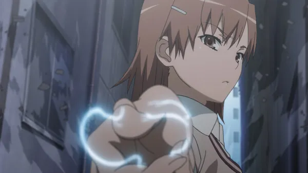 Mikoto exibe seus poderes elétricos