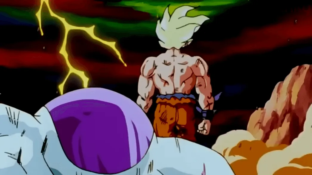 goku dando as costas para freeza após derrotar ele