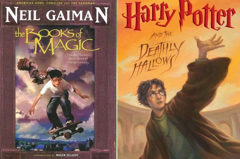 Capas de Os Livros da Magia e Harry Potter.