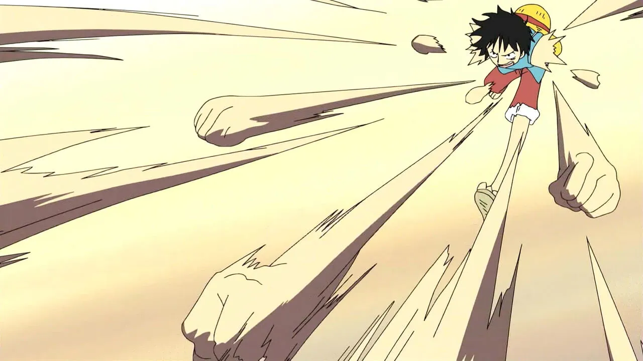 luffy dando varios socos