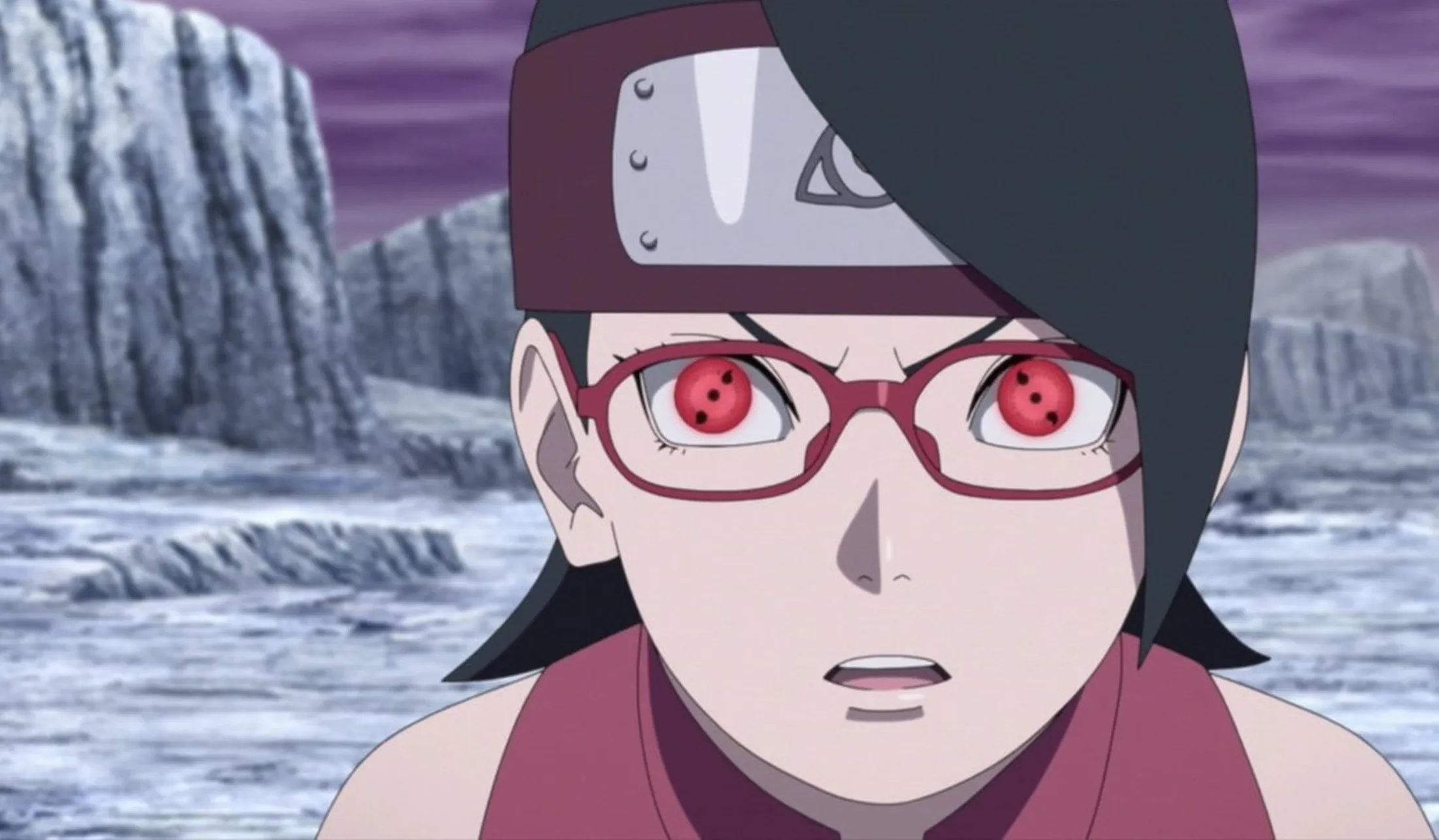 Sarada usando seu Sharingan