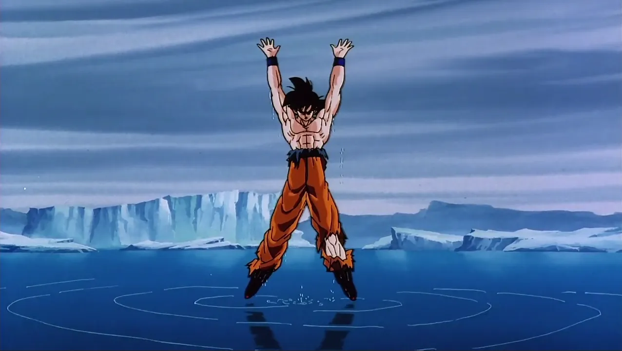 Goku se preparando para fazer uma Genki dama