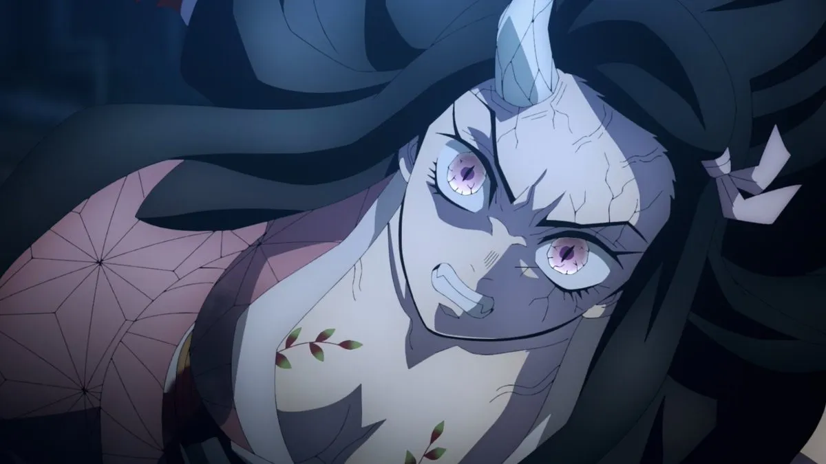 Nezuko, personagem demoníaca vampira em Demon Slayer em combate