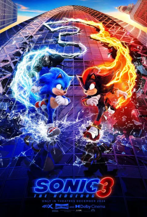 
Pôster oficial de Sonic 3 destaca confronto com Shadow